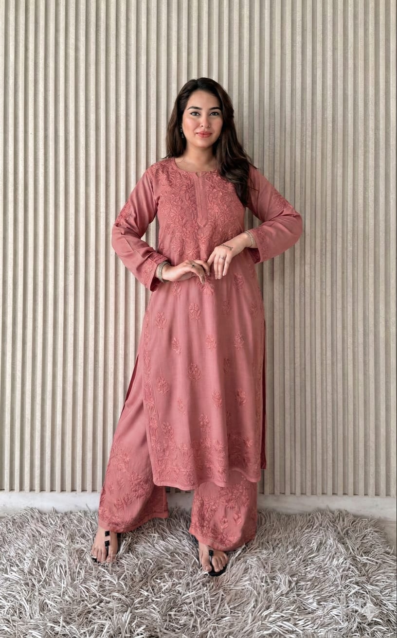 Lucknowi Chikankari Plazo Set